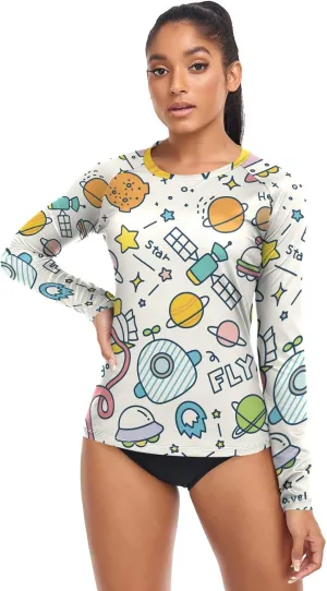 Rash Guard for Women UPF 50  Swim Shirts Long Sleeve Sun Protection Beach Surfing Swimming Tops