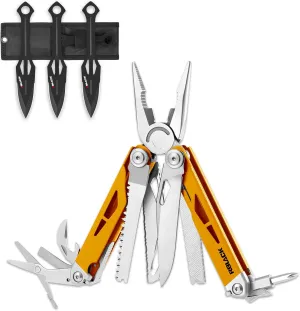 Rblack 21-in-1 Multitool Pliers and Throwing Knives Set of 3 with Nylon Sheath