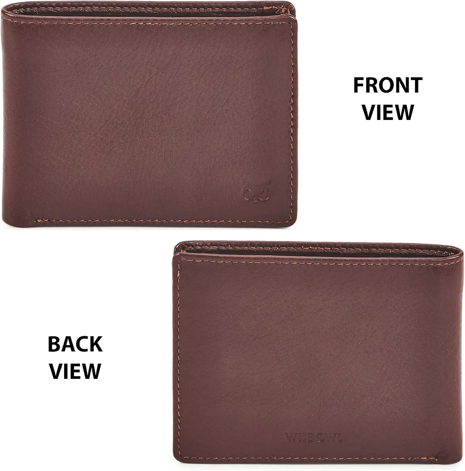 Real Leather Mens Bifold Wallet RFID Blocking Slim Minimalist Front Pocket - Thin & Stylish with ID Window in Gift Box (Nappa, Cognac)
