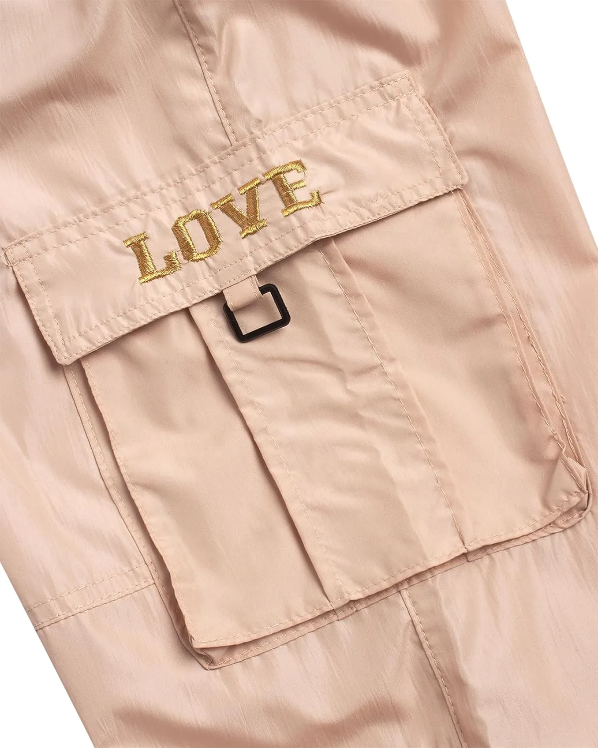 Real Love Girls' Cargo Pants - Lightweight Nylon Quick Dry Jogger Parachute Pants with Deep Multi Pockets (Sizes: 7-16)