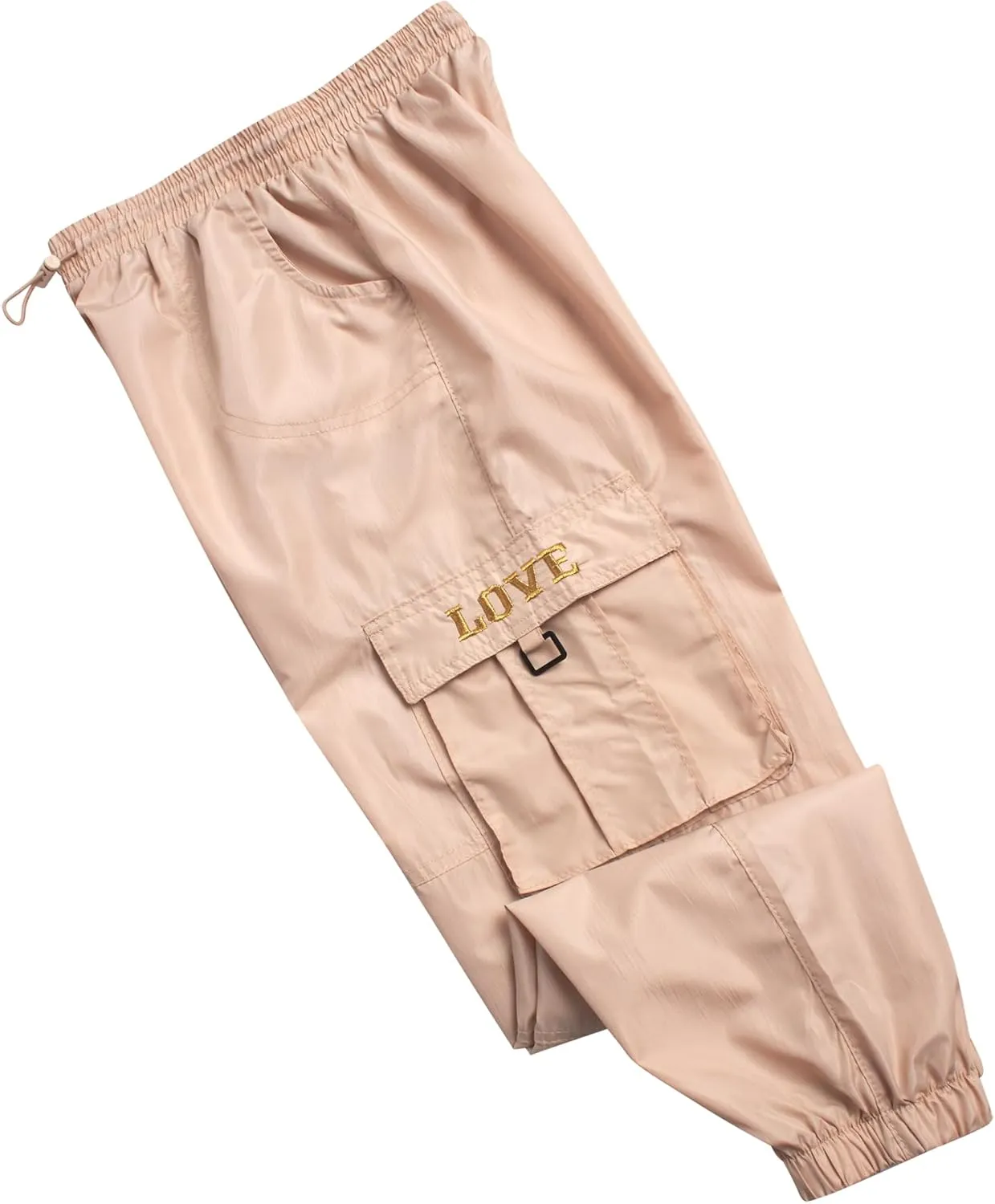 Real Love Girls' Cargo Pants - Lightweight Nylon Quick Dry Jogger Parachute Pants with Deep Multi Pockets (Sizes: 7-16)