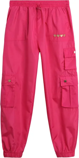 Real Love Girls' Cargo Pants - Lightweight Nylon Quick Dry Jogger Parachute Pants with Deep Multi Pockets (Sizes: 7-16)