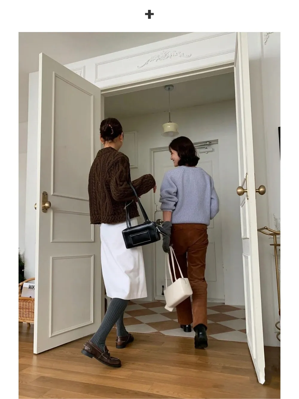 Rectangular Handbag with Attached Pouch