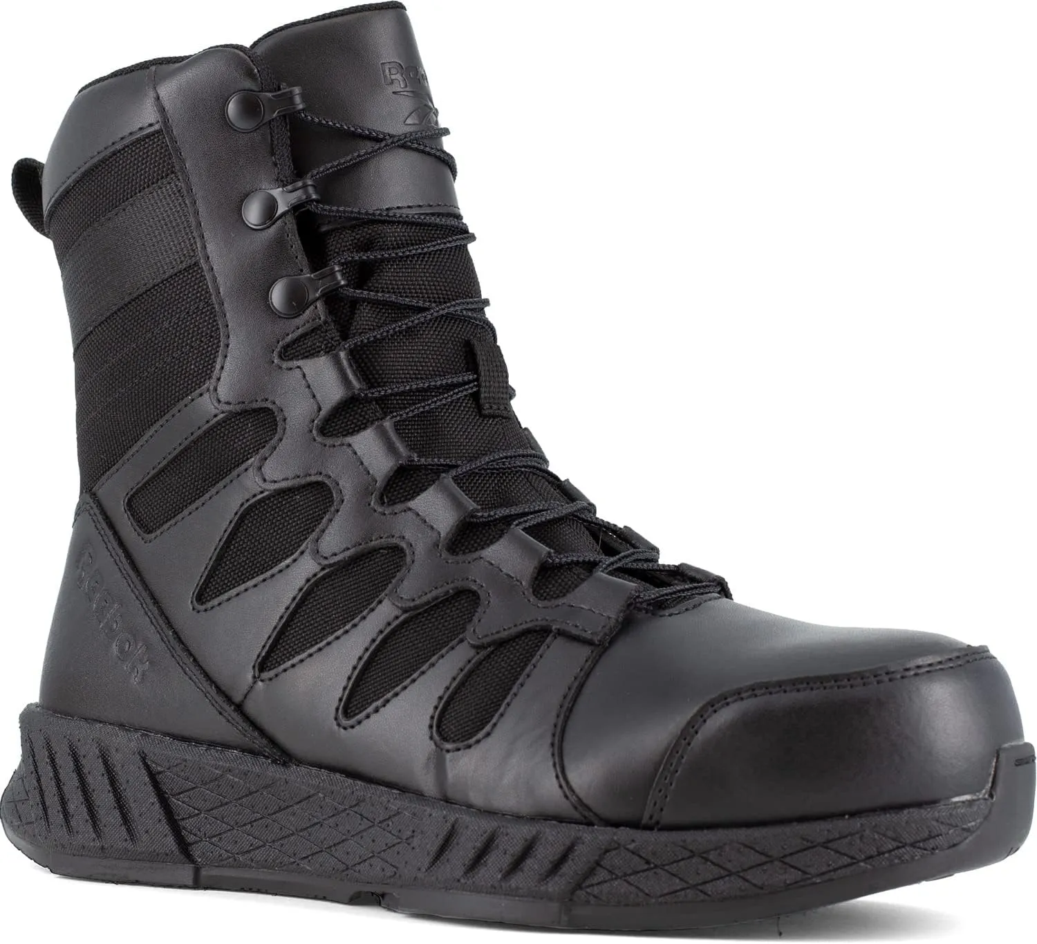 Reebok Work Floatride Energy Tactical Men's, Black, 8 Inch Side-Zip Style, Composite Toe, EH, Slip-Resistant Work Boot