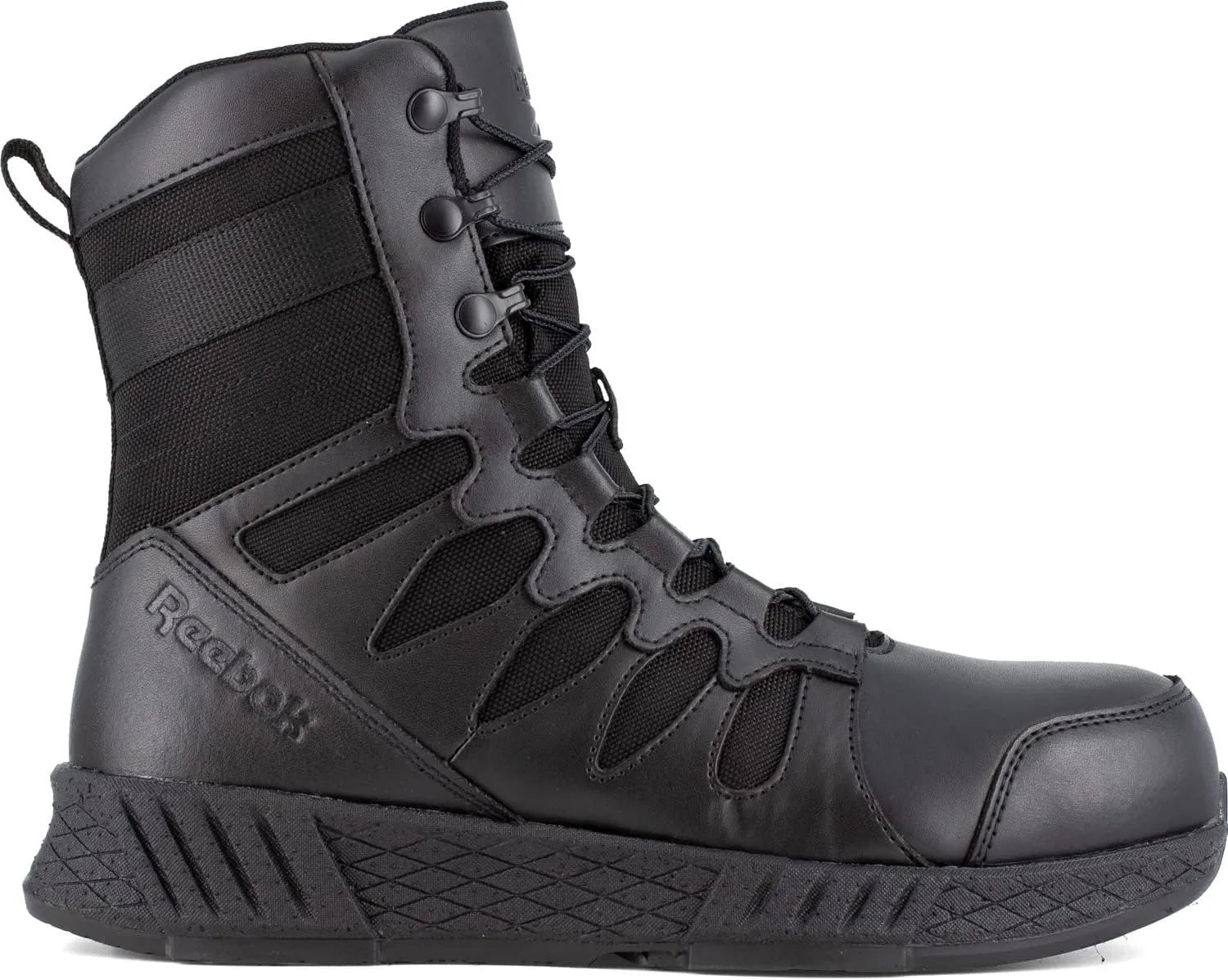 Reebok Work Floatride Energy Tactical Men's, Black, 8 Inch Side-Zip Style, Composite Toe, EH, Slip-Resistant Work Boot