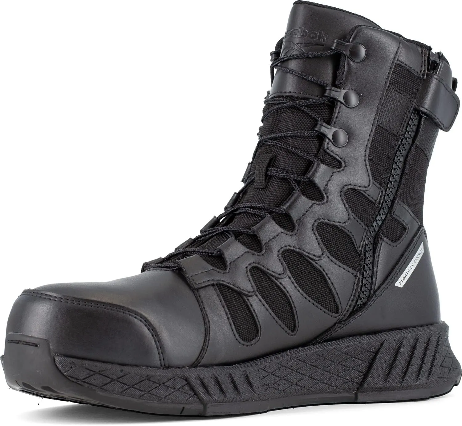 Reebok Work Floatride Energy Tactical Men's, Black, 8 Inch Side-Zip Style, Composite Toe, EH, Slip-Resistant Work Boot