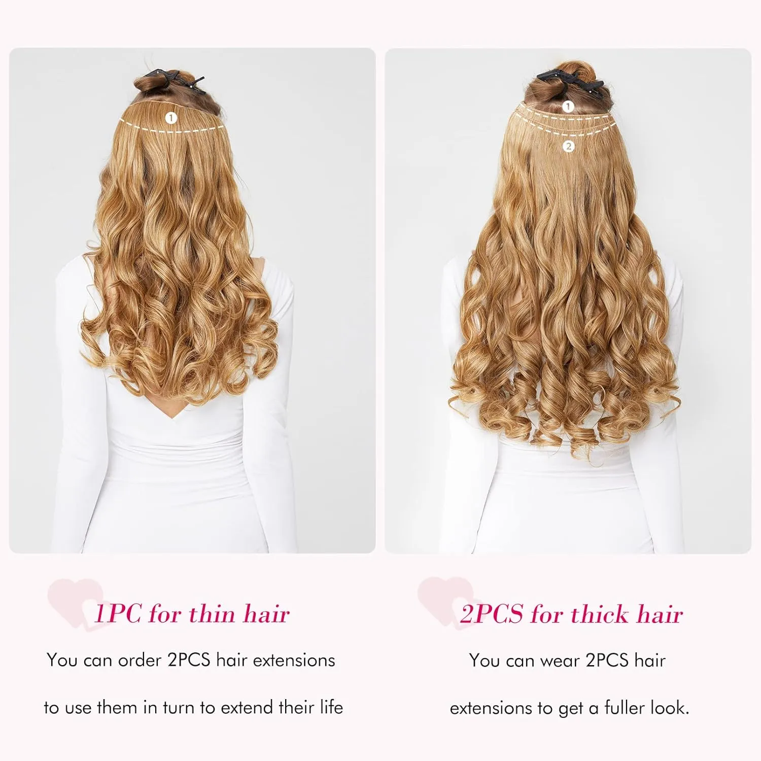 REECHO Invisible Wire Hair Extensions with Transparent Headband Adjustable Size Removable Secure Clips in Curly Wavy Secret Hairpiece for Women 20 Inch - Dark Chocolate Brown