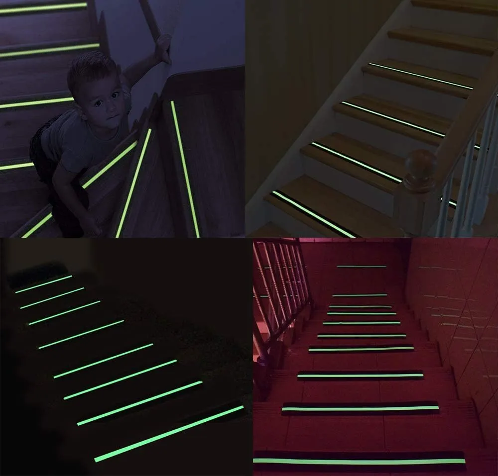 RELIANCER Anti Slip Safety Grip Tape 2inx30ft Green Glowing in The Dark Non Skid Stage Safety Tape High Traction Grit Stairs Tape Hazard Caution Warning Tape for Steps (2"×30', Green&Black)