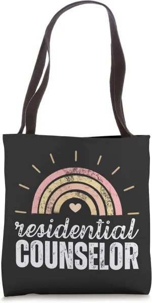 Residential Counselor Vintage Boho Rainbow Mental Health Tote Bag