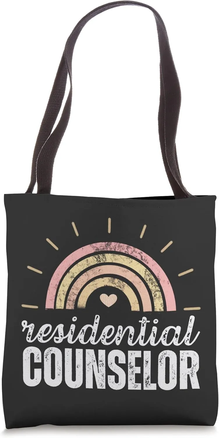 Residential Counselor Vintage Boho Rainbow Mental Health Tote Bag