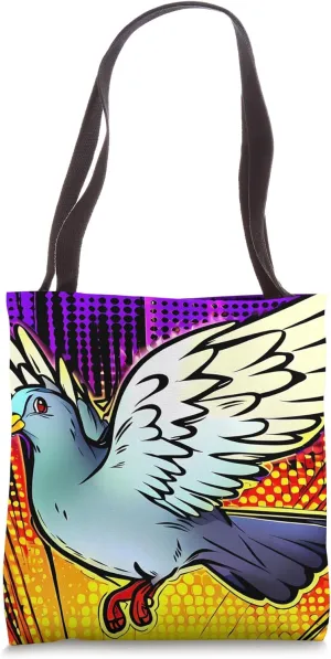 Retro Bird Racing Pigeon - Bright & Vibrant Pigeon Tote Bag