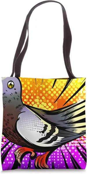 Retro Bird Racing Pigeon - Bright & Vibrant Pigeon Tote Bag