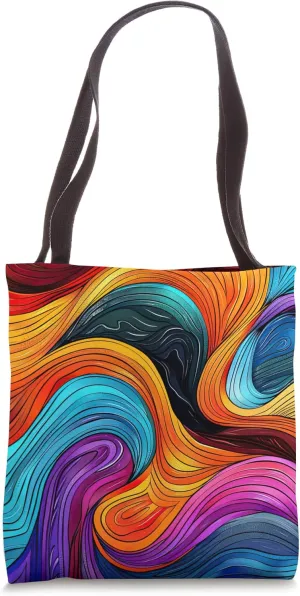 Retro hippie 1960s Kinetic abstract art style rainbow wave Tote Bag