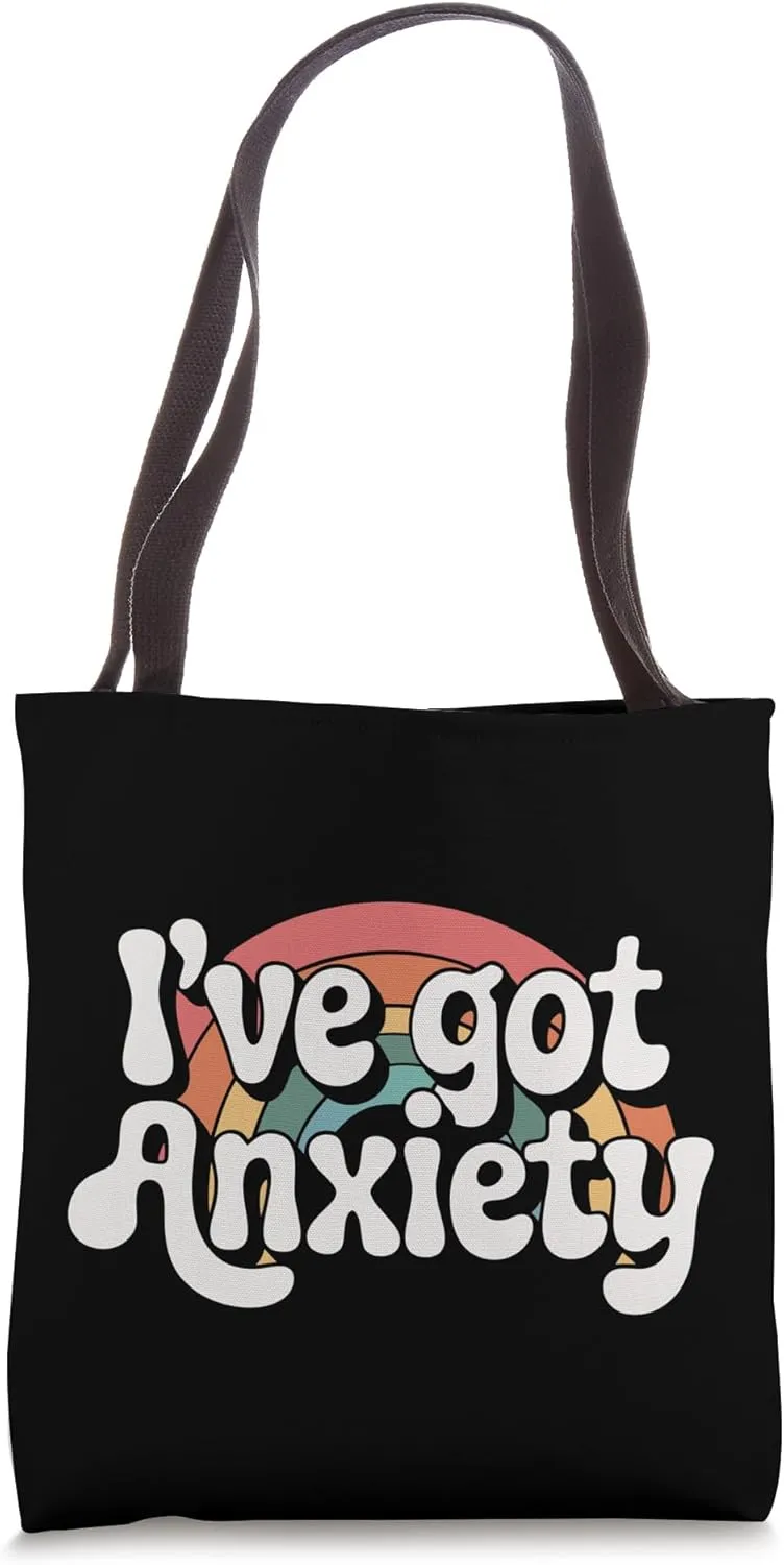 Retro I've Got Anxiety Rainbow Anxiety Tote Bag