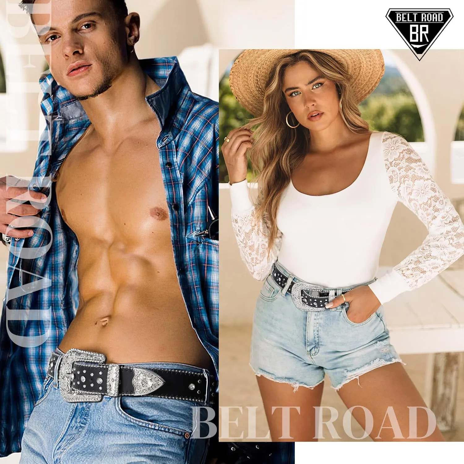 Rhinestone Belt for Men Women, Western Cowboy Cowgirl Belts Bling Leather Belt With Cross and Diamond for Jeans