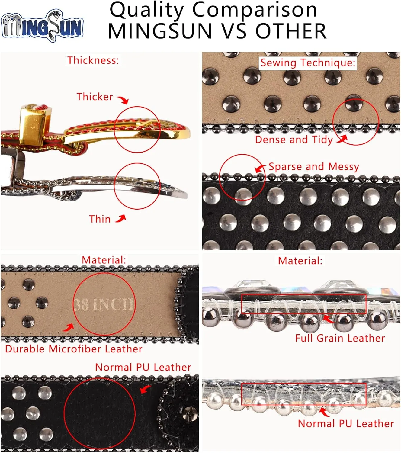 Rhinestone Belt - Shining Diamond Studded Belt for Men & Women - Cowgirl Cowboy Punk Y2K Style