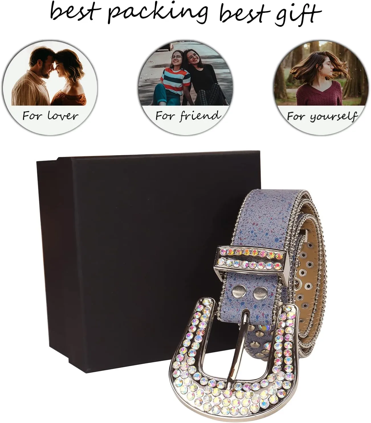 Rhinestone Belt - Shining Diamond Studded Belt for Men & Women - Cowgirl Cowboy Punk Y2K Style