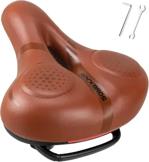 ROCKBROS Bike Seat for Men Women Comfort Wide Gel Bike Seat Replacement,Breathable Waterproof Padded Bicycle Saddle, Compatible with Cruiser/Mountain/Fat Bikes