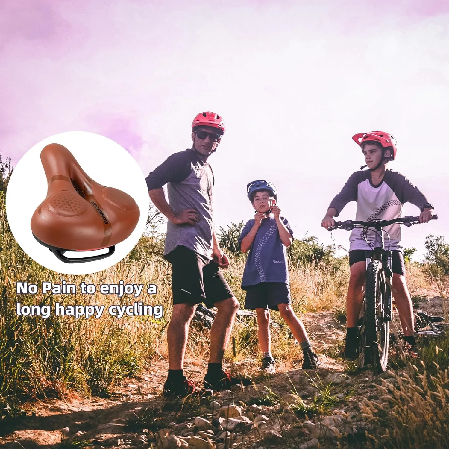 ROCKBROS Bike Seat for Men Women Comfort Wide Gel Bike Seat Replacement,Breathable Waterproof Padded Bicycle Saddle, Compatible with Cruiser/Mountain/Fat Bikes