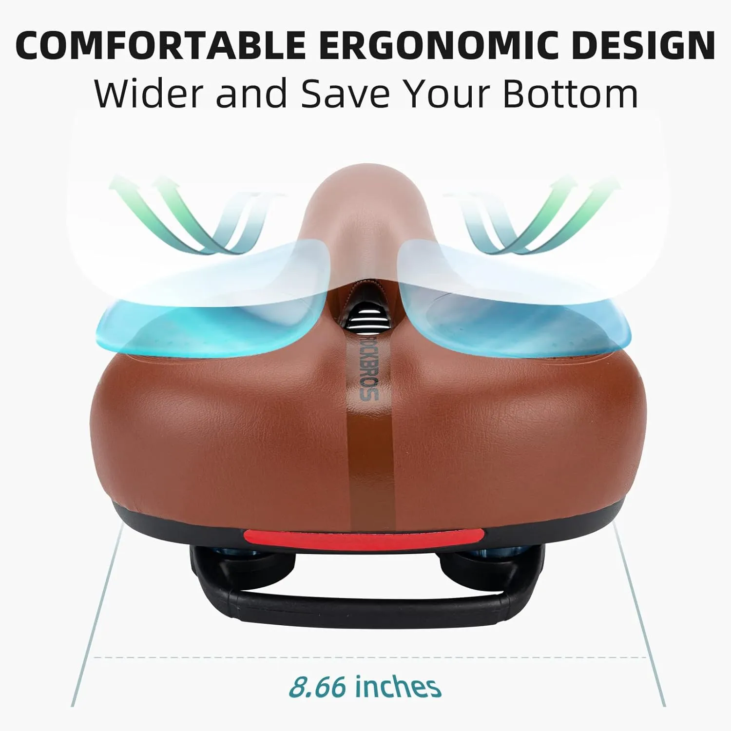 ROCKBROS Bike Seat for Men Women Comfort Wide Gel Bike Seat Replacement,Breathable Waterproof Padded Bicycle Saddle, Compatible with Cruiser/Mountain/Fat Bikes
