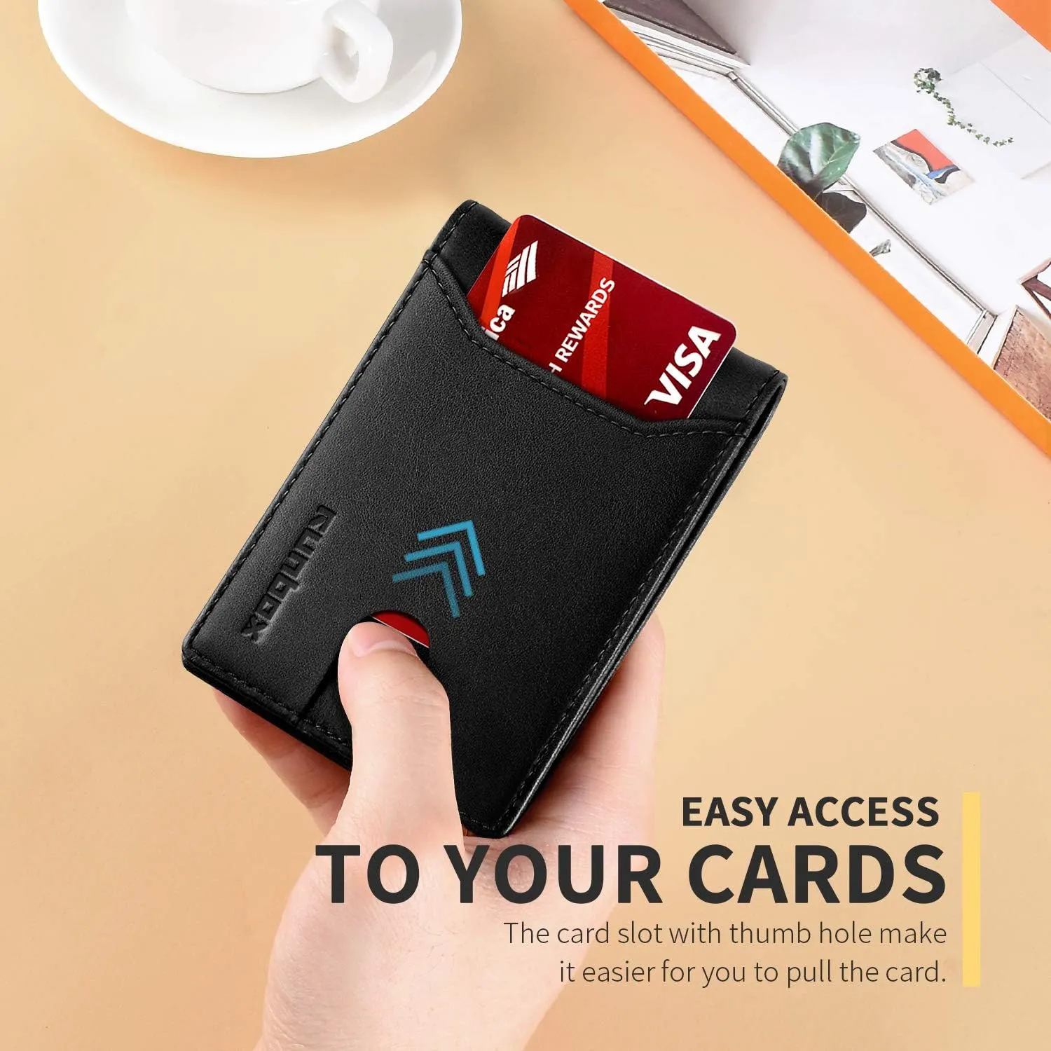 RUNBOX Wallet for Men Slim 11 Credit Card Holder Slots Leather RFID Blocking Small Thin Men's Wallet Bifold Minimalist Front Pocket Large Capacity Gift Box