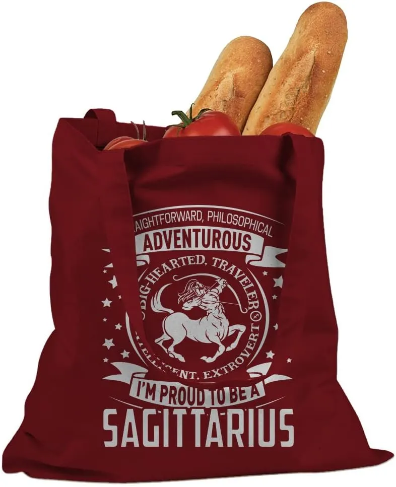Sagittarius Astrology Zodiac Sign Cotton Canvas Tote Bag