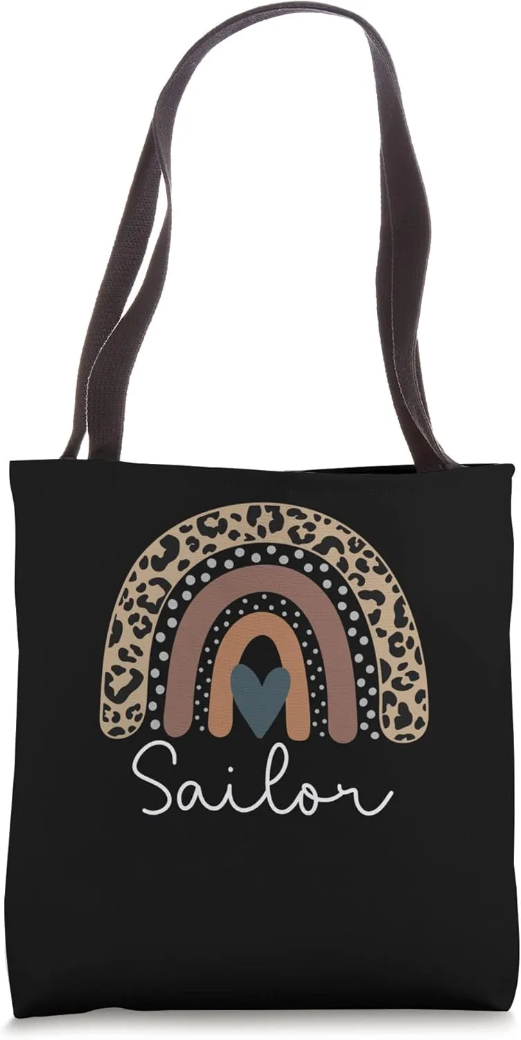 Sailor Cute Leopard Boho Rainbow for Team Sailor Squad Tote Bag