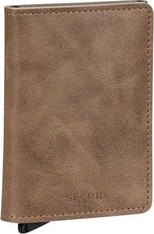 SECRID Vintage Minimalist Wallet for Unisex Adults, Taupe Leather, RFID Protected, Slim Slimwallet