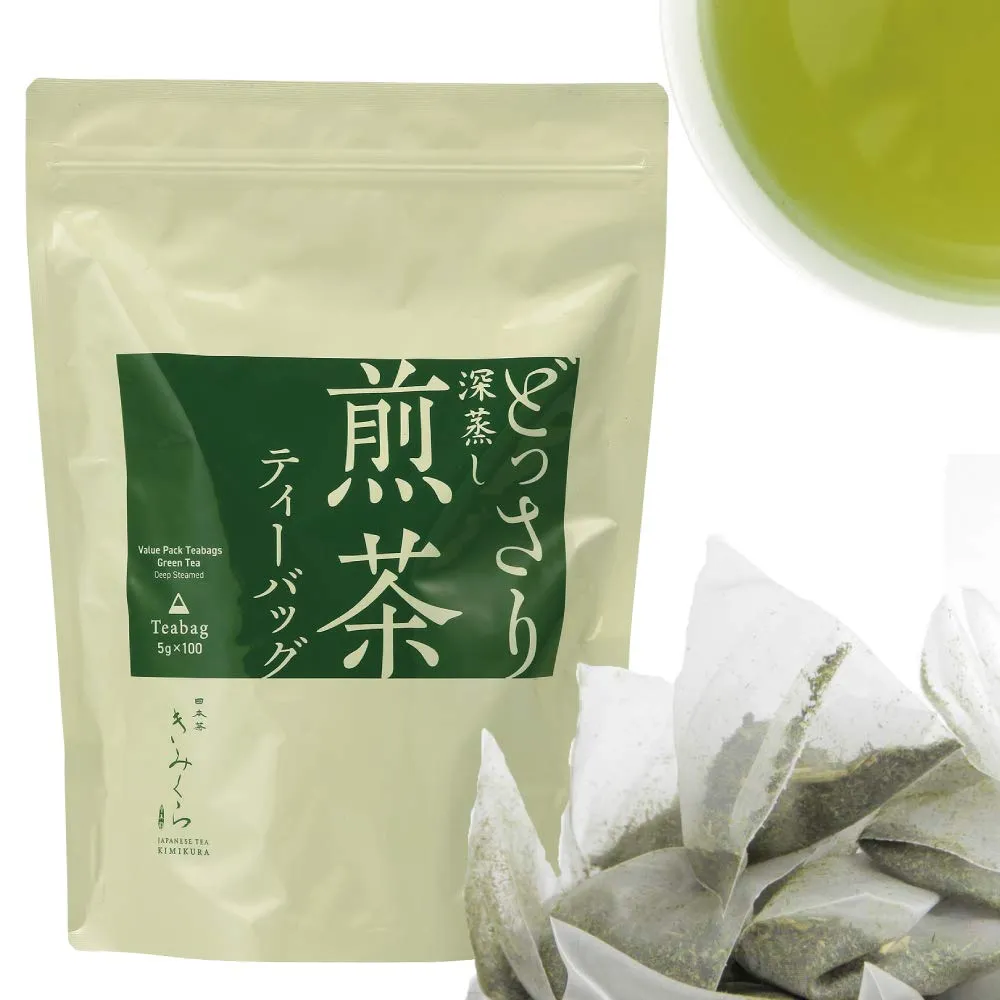 Sencha Green Tea 100 Tea Bags Bulk -from Shizuoka Japan | Japanese Tea KIMIKURA