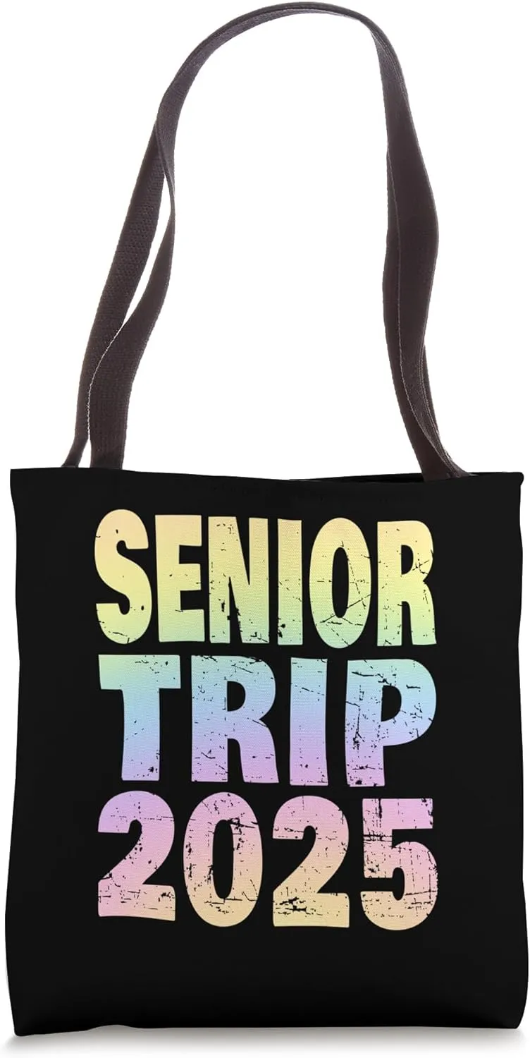 Senior Trip 2025 Pastel Rainbow Tote Bag