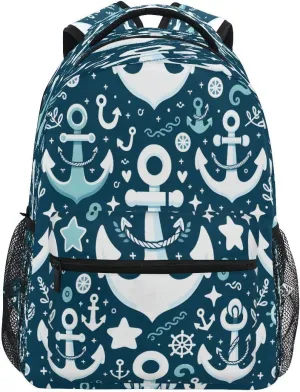 senya School Backpack Blue White Spear Teens Girls Boys Bookbags Travel Schoolbag