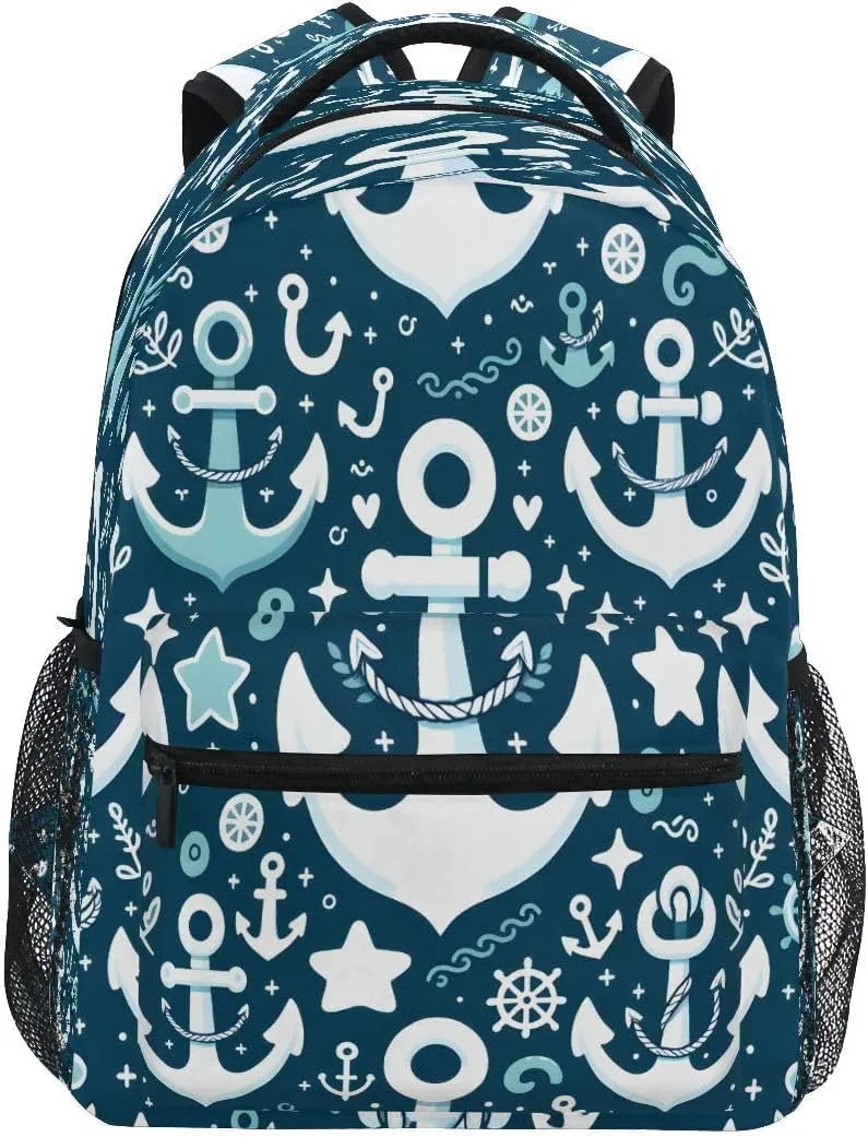 senya School Backpack Blue White Spear Teens Girls Boys Bookbags Travel Schoolbag