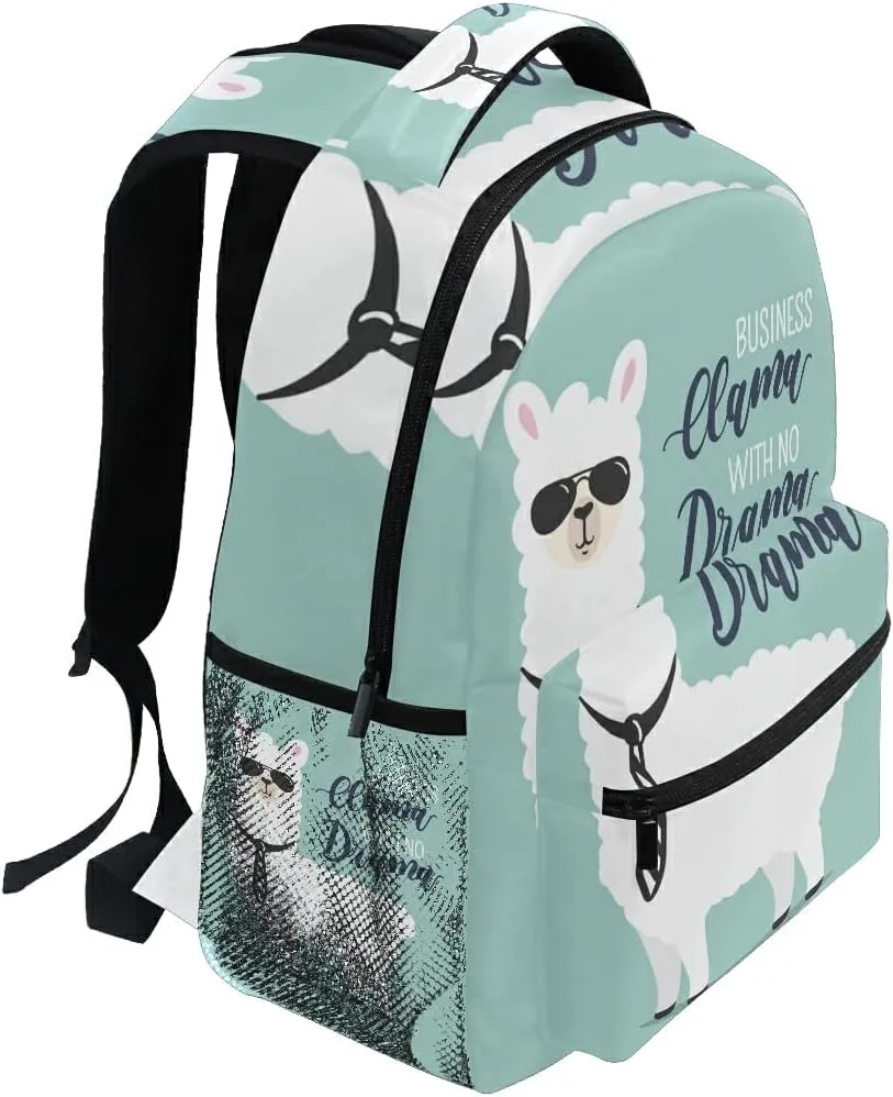 senya School Backpack Cool Business Llama with No Drama Teens Girls Boys Schoolbag Travel Bag