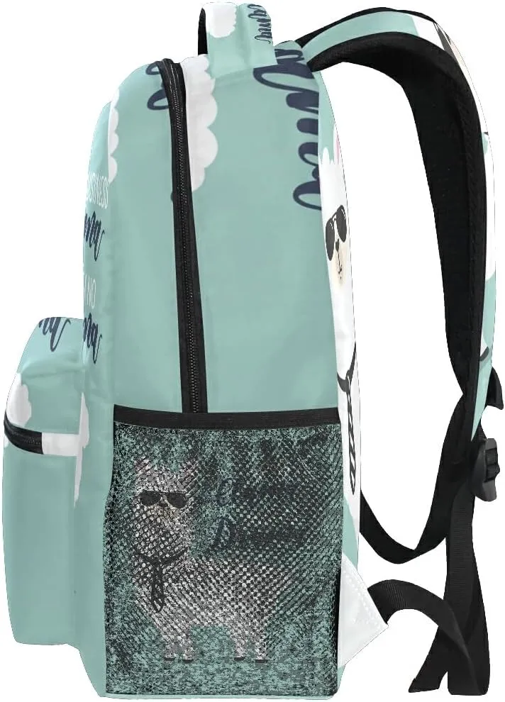 senya School Backpack Cool Business Llama with No Drama Teens Girls Boys Schoolbag Travel Bag