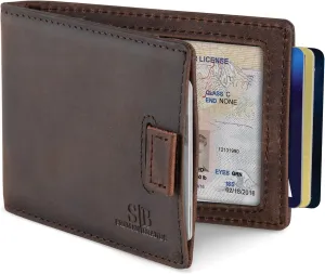 SERMAN BRANDS RFID Blocking Slim Money Clip Wallet – Leather Bifold Front Pocket Minimalist Mens Wallet with Money Clip for Men, Small Credit Card Holder Wallet - Travel Wallet with Gift Box