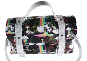 Sewing Mermaid Rainbow Skull Carter Messenger Handbag With Removable Swivel Hook Strap