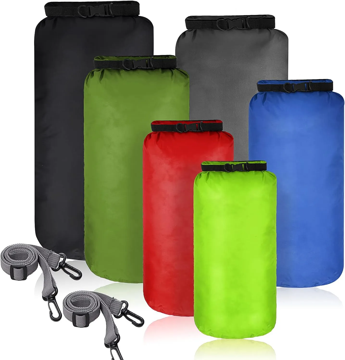 Shappy 6 Pcs Waterproof Dry Bag Set Dry Sacks Lightweight Airtight Combo Set with 20 L 15 L 10 L 8 L 5 L 3 L Sacks and Long Adjustable Shoulder Strap for Boating Hiking Camping