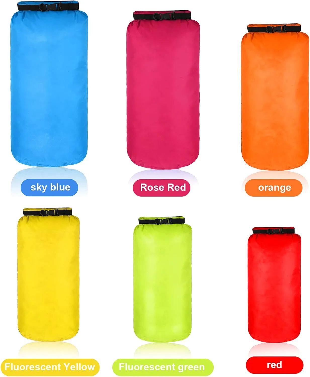 Shappy 6 Pcs Waterproof Dry Bag Set Dry Sacks Lightweight Airtight Combo Set with 20 L 15 L 10 L 8 L 5 L 3 L Sacks and Long Adjustable Shoulder Strap for Boating Hiking Camping