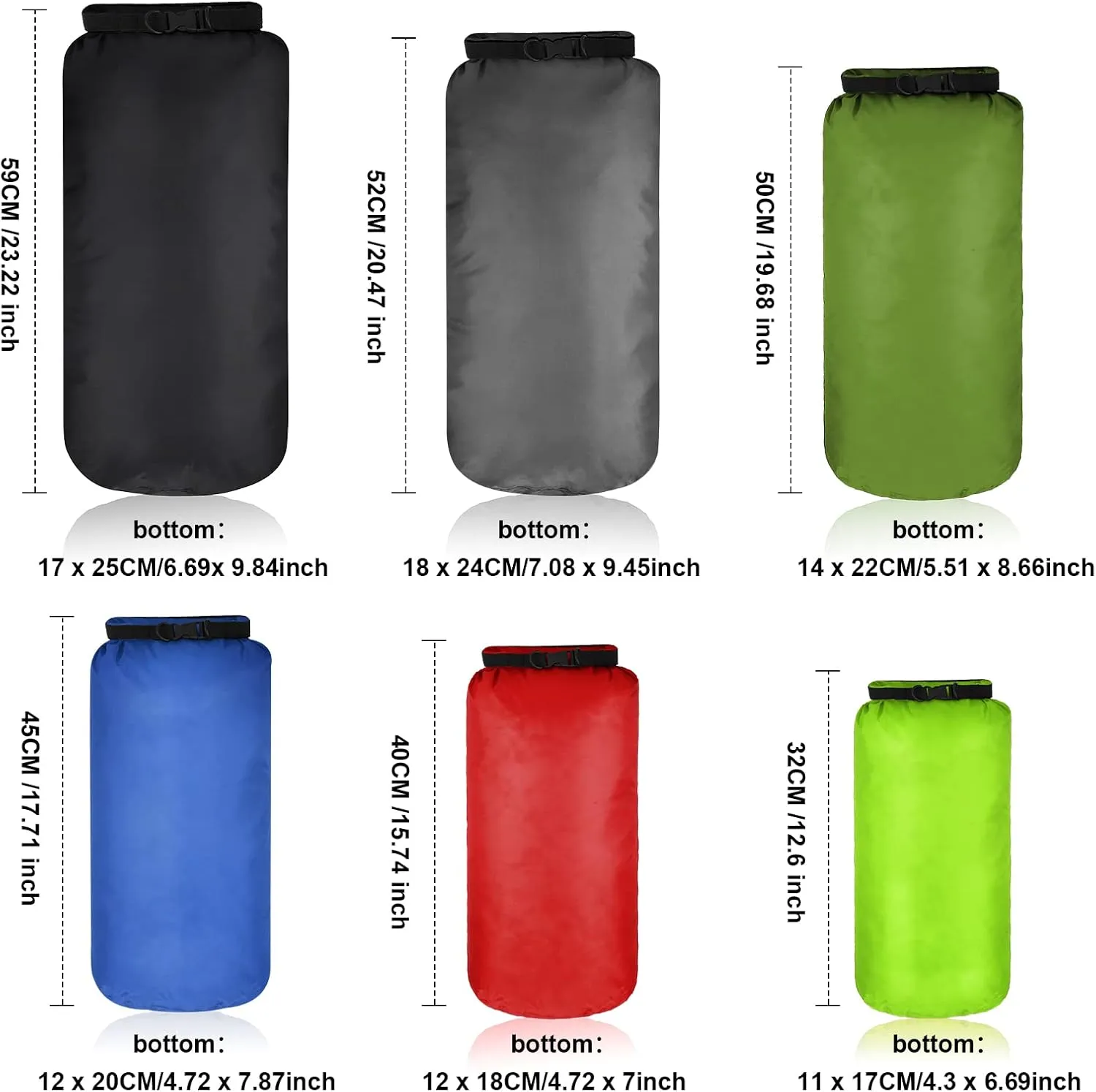 Shappy 6 Pcs Waterproof Dry Bag Set Dry Sacks Lightweight Airtight Combo Set with 20 L 15 L 10 L 8 L 5 L 3 L Sacks and Long Adjustable Shoulder Strap for Boating Hiking Camping