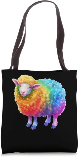 Sheep Rainbow Farm Animal Vibrant Colors Tote Bag