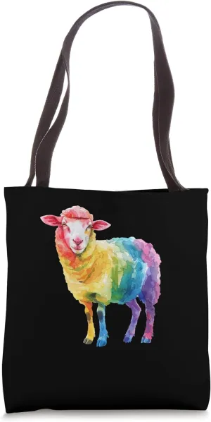 Shepherd Sheep Farm Animal Rainbow Sheep Pasture Livestock Tote Bag
