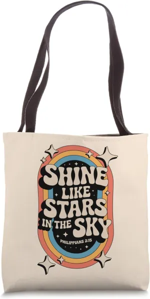 Shine Like Stars Philippians 2:15 Christian Bible 70s Retro Tote Bag