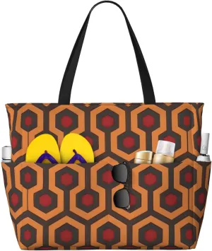 Shining Overlook Waterproof Durable Lightweight Tote Bag â€“ Travel Handbag with Multi-Pocket Design and Stylish Honeycomb Pattern, Black, One Size