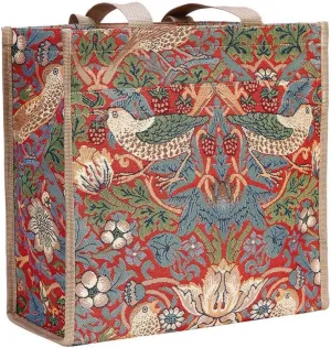 Signare Tapestry Shoulder Bag Shopping Bag for Women with William Morris Strawberry Thief Red (SHOP-STRD)