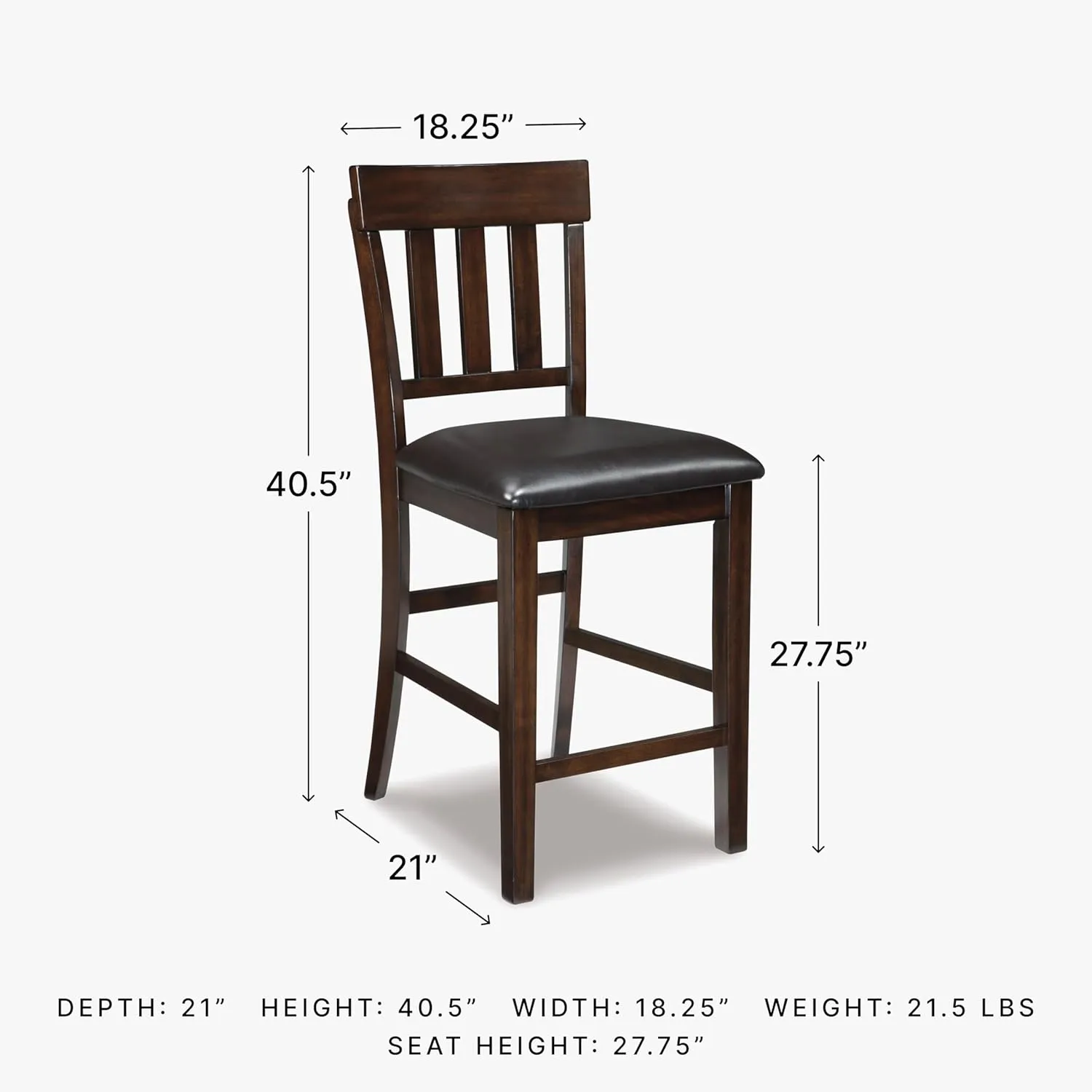 Signature Design by Ashley Haddigan 24" Counter Height Upholstered Barstool 2 Count, Dark Brown