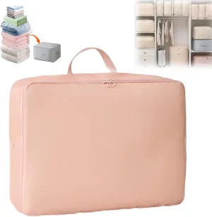 Simtplicity Ultra Space Saving Self Compression Organizer, 2025 Heavy Duty Moving Bags, Storage Tote for Space Saving, for Closet Organizers,Storage, Hadling and Travel (Pink, Large)