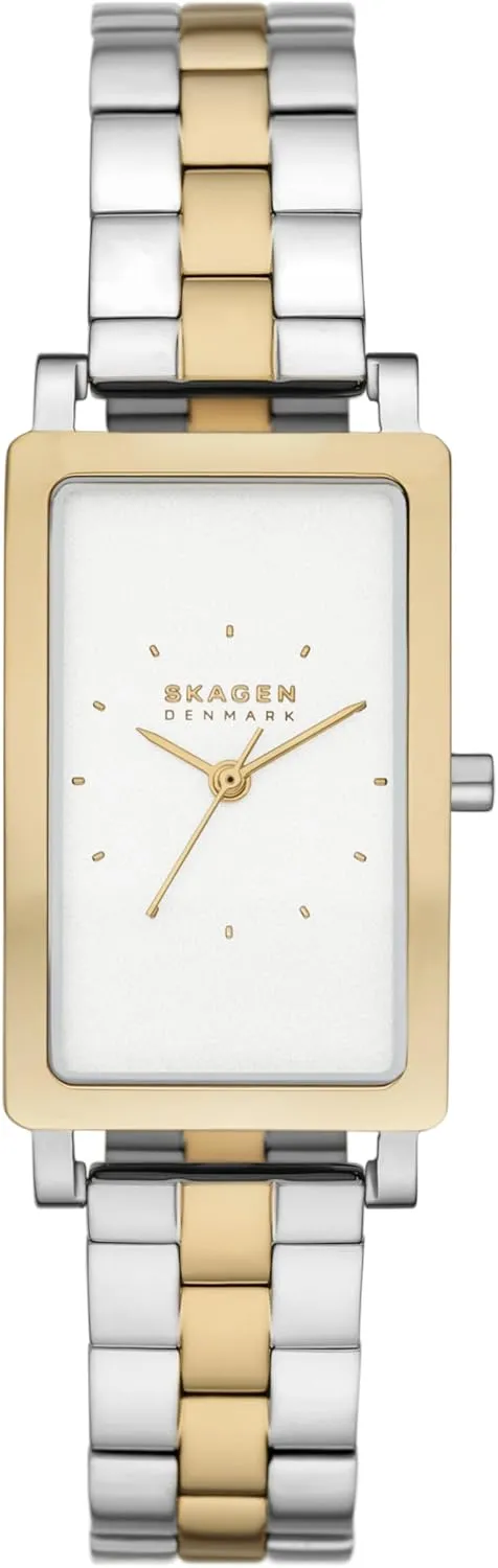 Skagen Hagen Rectangular Case Women's Watch with Stainless Steel Bracelet, Mesh or Leather Band