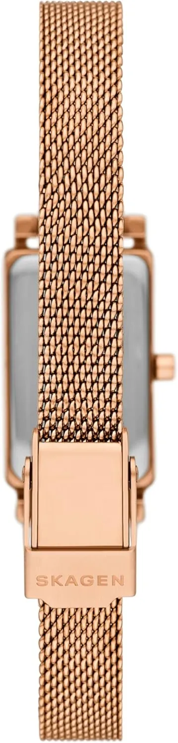 Skagen Hagen Rectangular Case Women's Watch with Stainless Steel Bracelet, Mesh or Leather Band