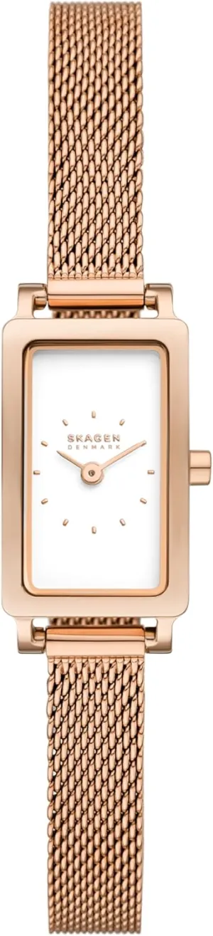 Skagen Hagen Rectangular Case Women's Watch with Stainless Steel Bracelet, Mesh or Leather Band