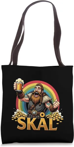 Skal Viking Cheers Rainbow Conquest Treasure Norse Mythology Tote Bag